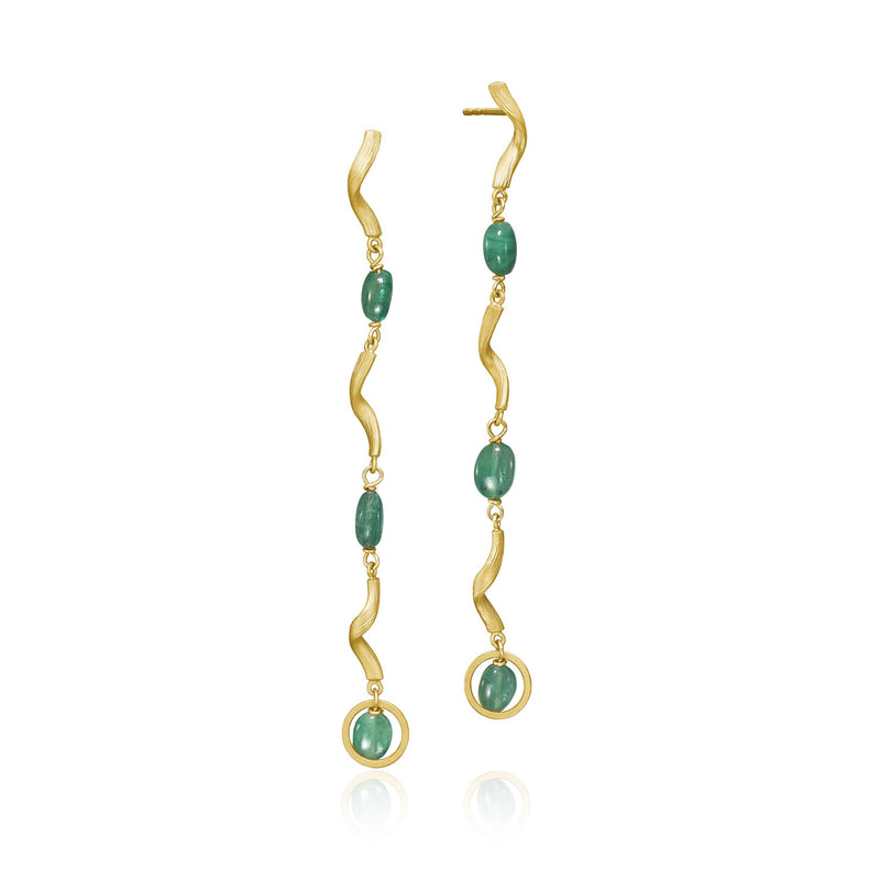 Vega Emerald Long 18K Gold Earring