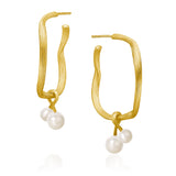 Vega 18K Gold Earring-Pendants w. Pearls