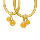 Vega 18K Gold Earring-Pendants w. Yellow Aventurine