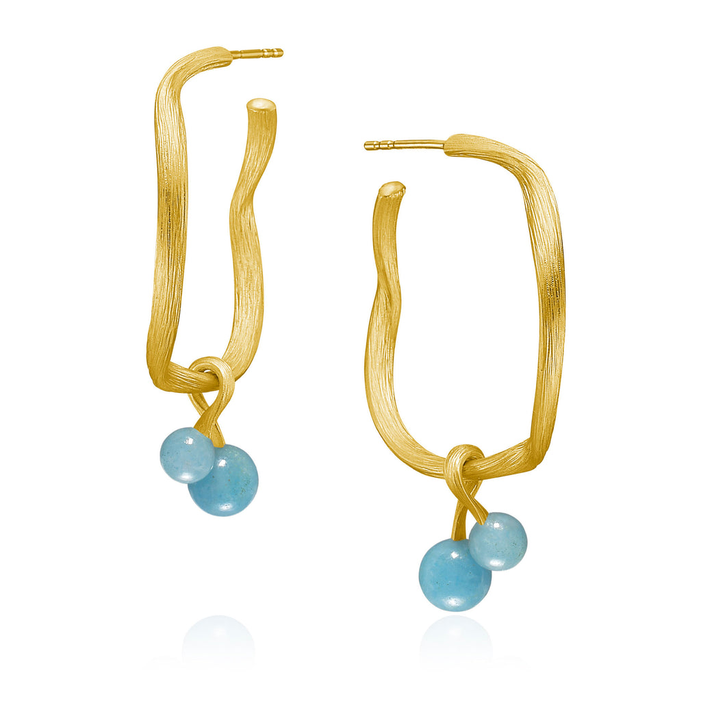 Vega 18K Gold Earring-Pendants w. Blue Aventurine
