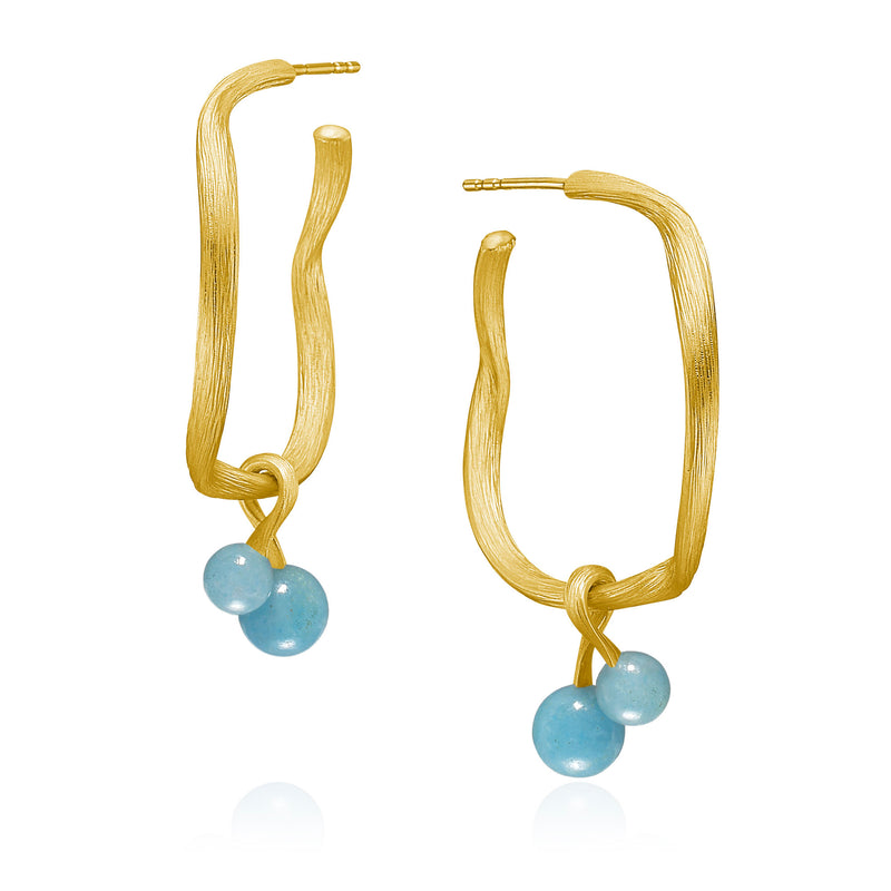 Vega 18K Gold Earring-Pendants w. Blue Aventurine