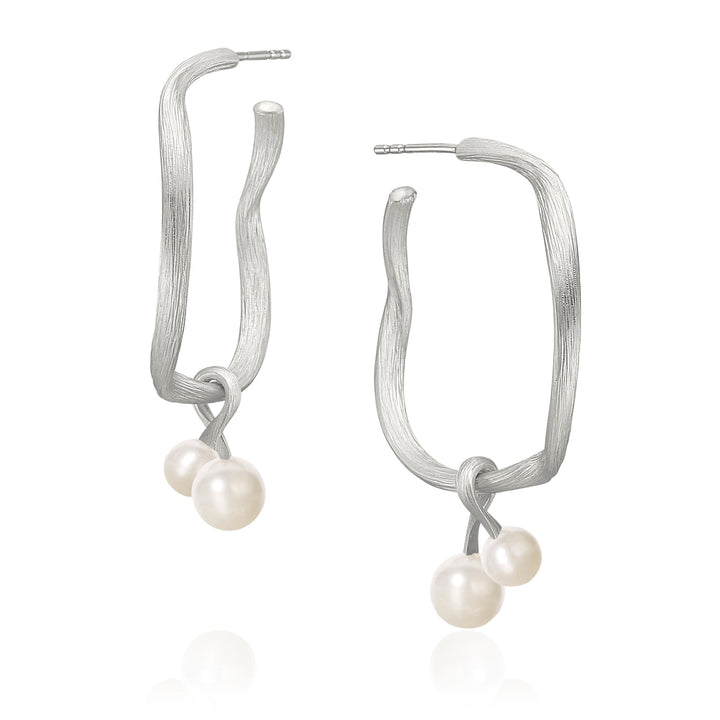 Vega 18K Silver Earring-Pendants w. Pearls