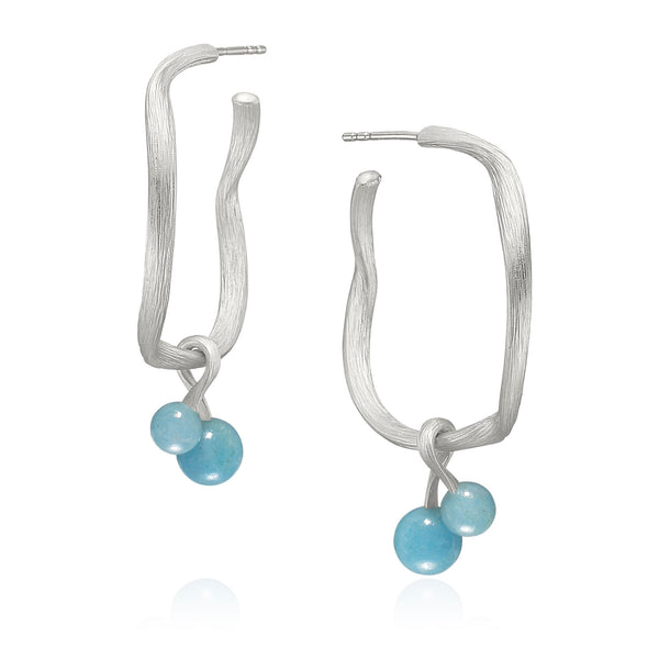 Vega 18K Silver Earring-Pendants w. Blue Aventurine