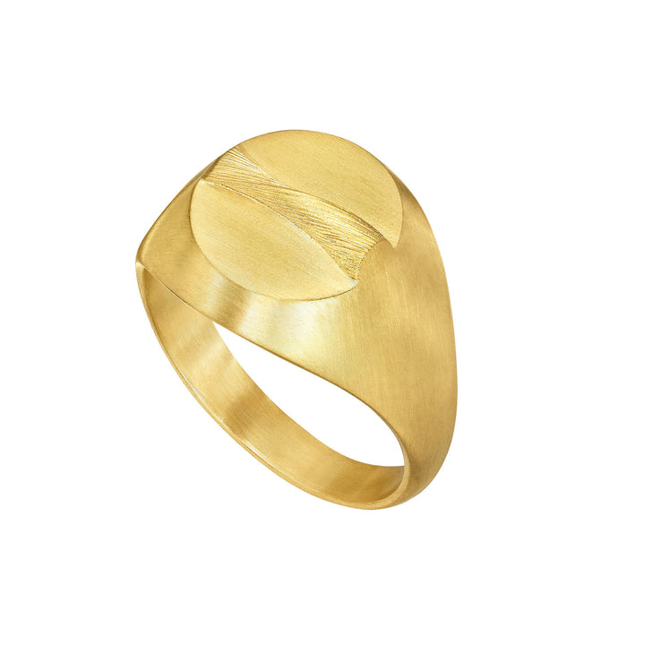 Vega Relief 18K Gold Signet Ring