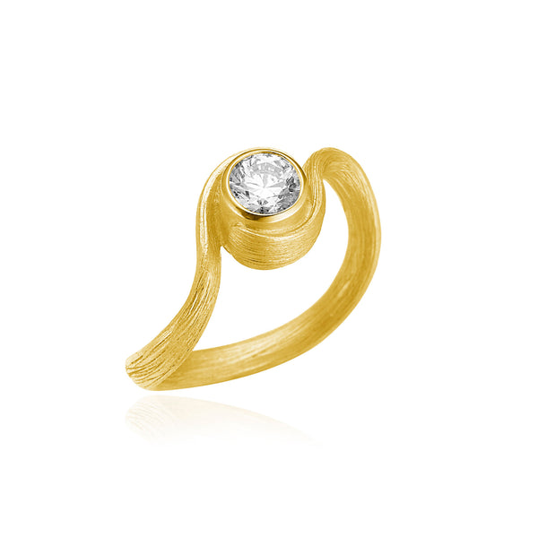 Vega Solitaire 18K Gold Ring w. Diamond