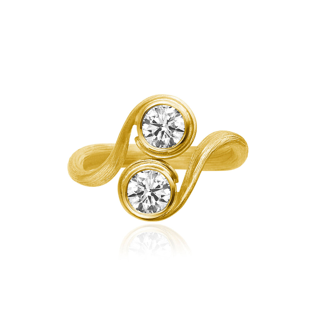 Vega Solitaire Duo 18K Gold Ring w. Diamonds