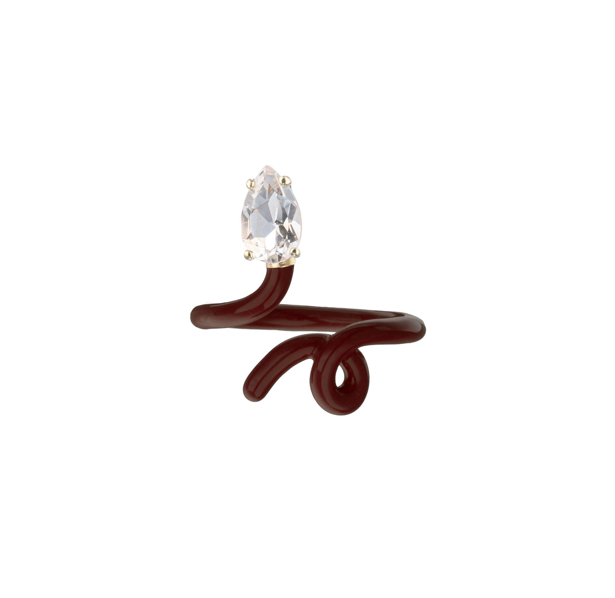 Baby Vine Tenrdil 9K Gold Red Ring w. Crystal