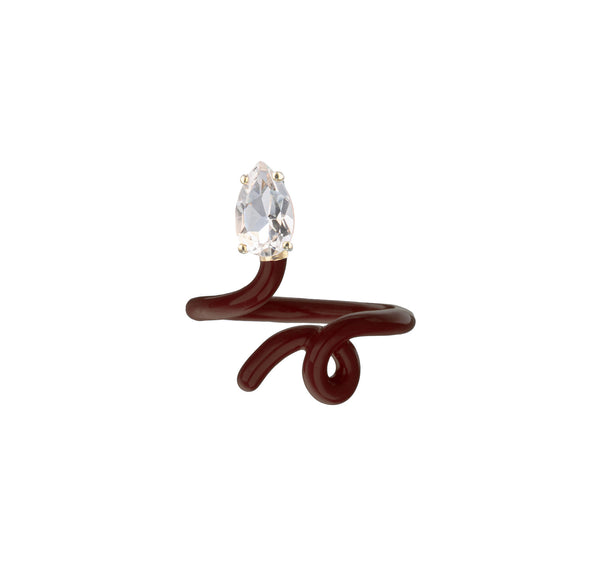 Baby Vine Tenrdil 9K Gold Red Ring w. Crystal