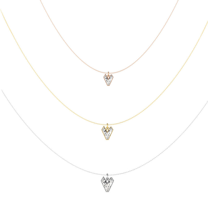 Alphabet 18K Gold, Rosegold or Whitegold Inital V Pendant w. Solitaire Lab-Grown Diamond