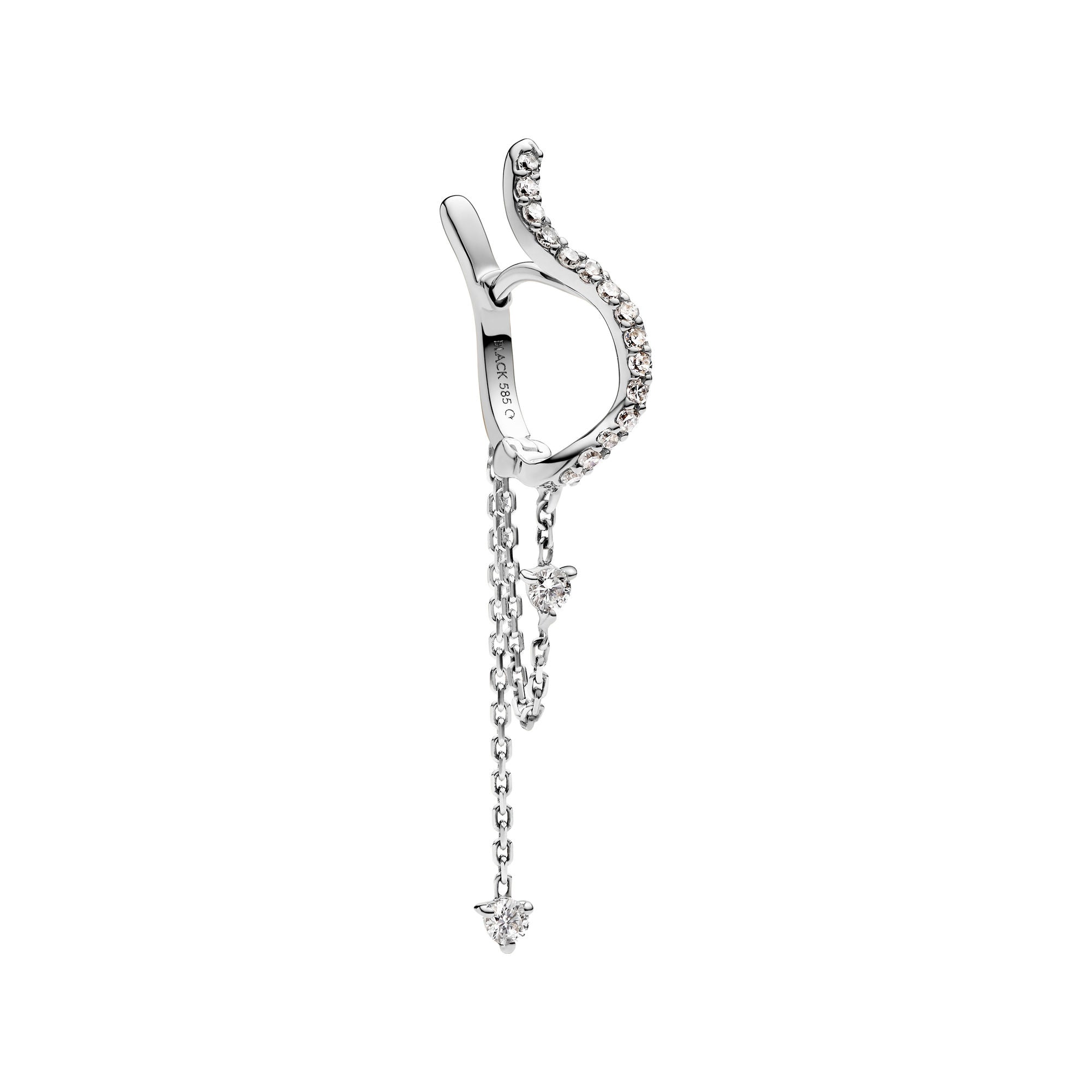 Versailles Drop 14K White Gold Huggie w. Lab-Grown Diamonds