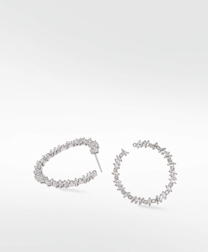 Veto Bright Silver Earrings w. Lab-Grown Diamonds & Sapphires