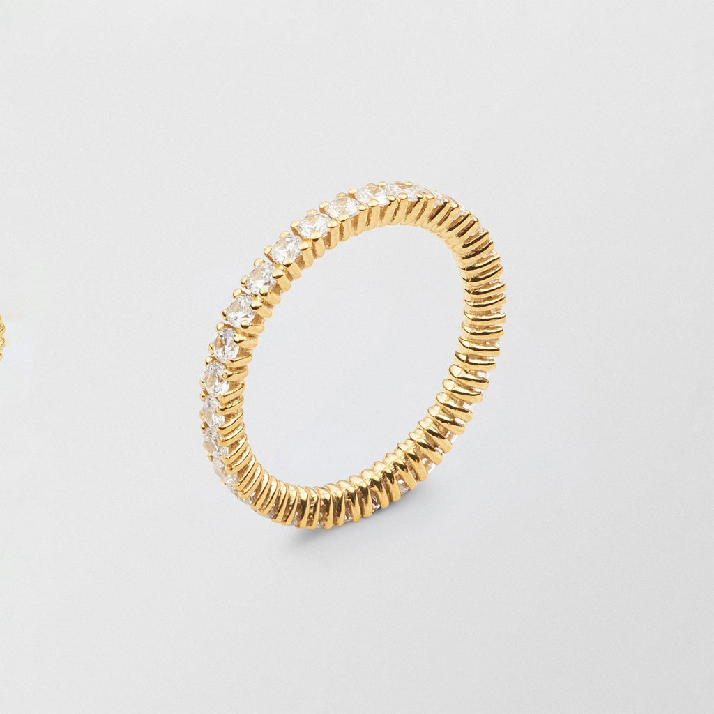 Bonnie Full Eternity 18K Gold Ring w. Diamonds