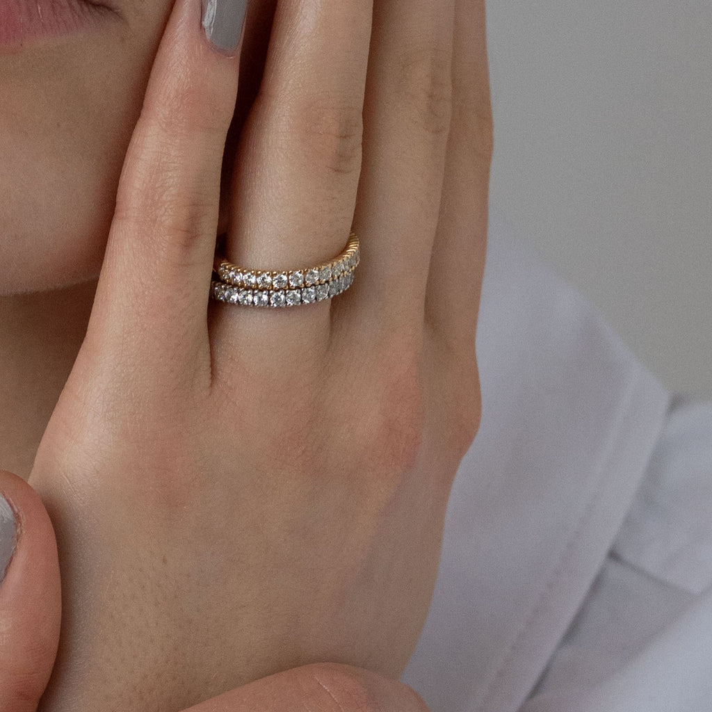 Bonnie Half Eternity 18K Gold Ring w. Diamonds