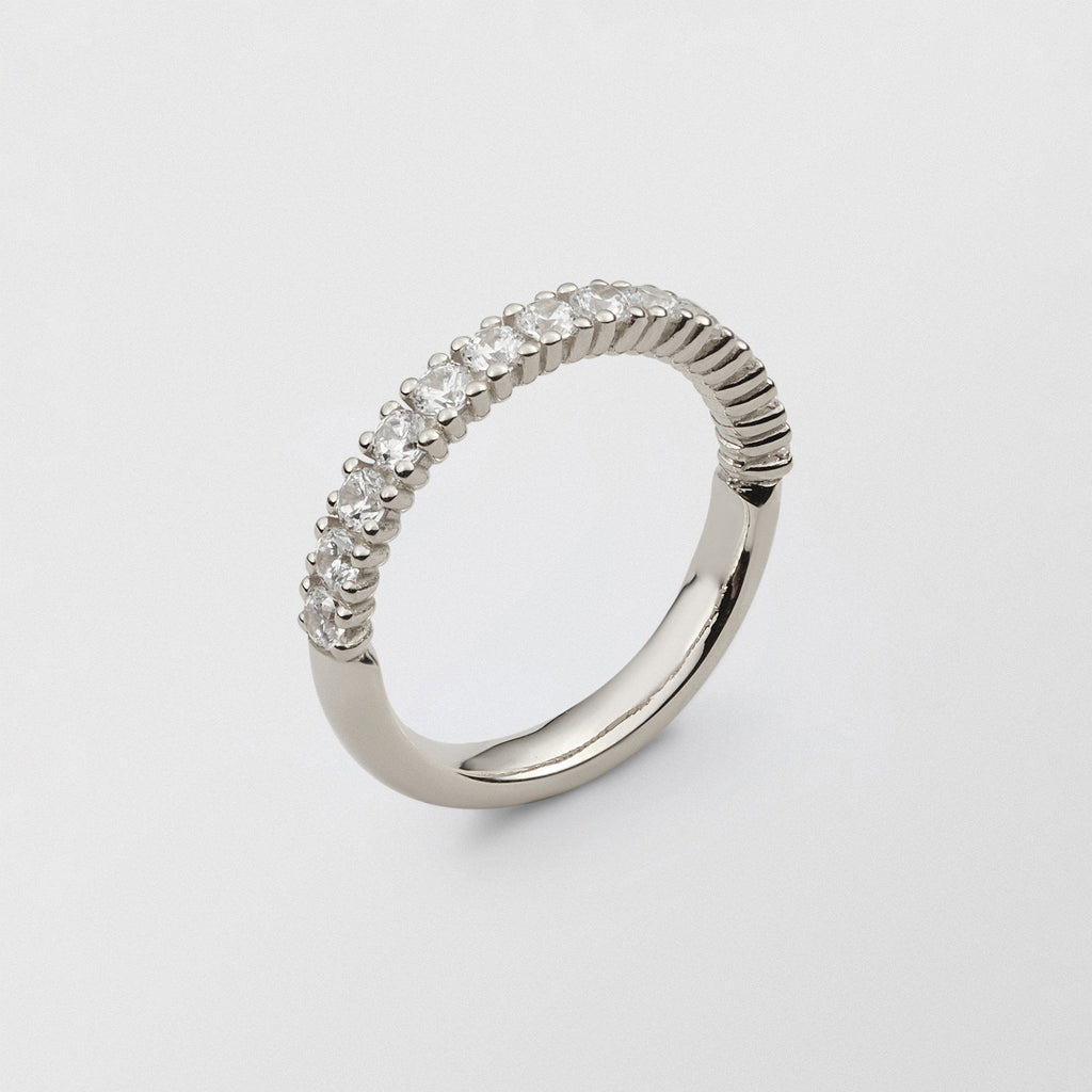 Bonnie 18K White Gold Half Eternity Ring w. Diamonds