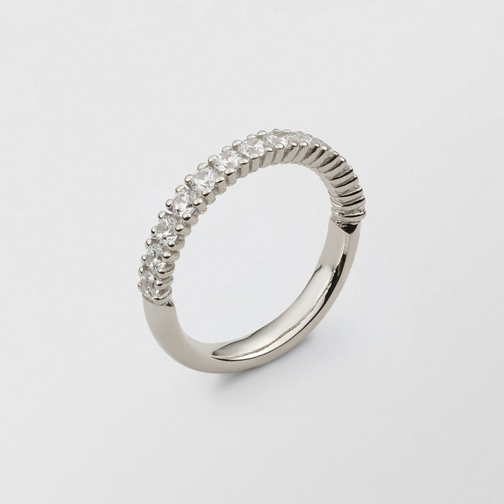 Bonnie 18K White Gold Half Eternity Ring w. Diamonds