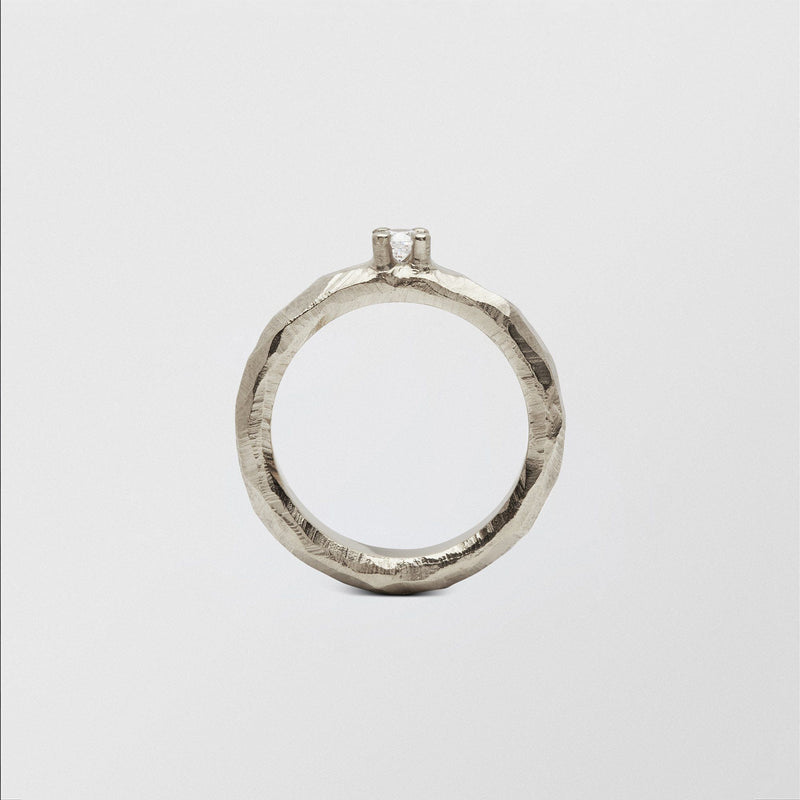Mouse Solitaire 0.15ct 18K Whitegold Ring w. Diamond