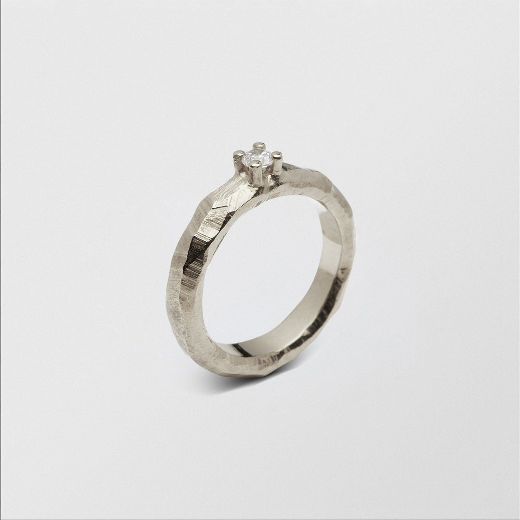 Mus Solitaire 0,15 ct 18K Hvidguld Ring m. Diamant