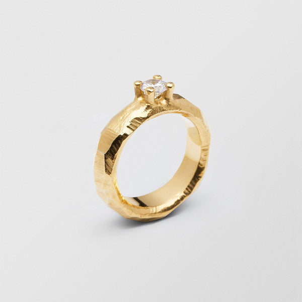 Mouse Solitaire 0.40ct 18K Gold Ring w. Diamond