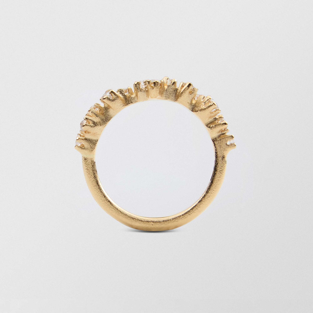 Frosty Half Eternity 18K Gold Ring w. Diamonds
