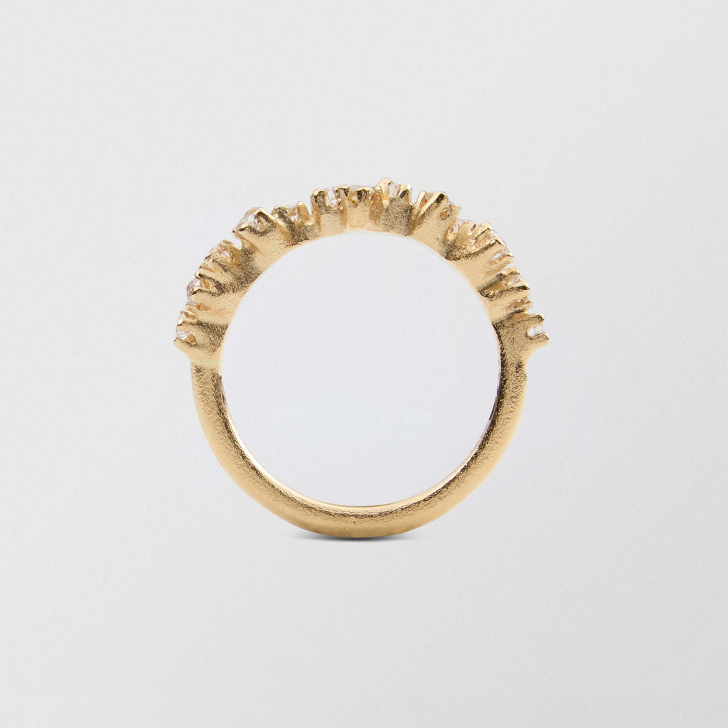 Frosty Half Eternity 18K Gold Ring w. Diamonds