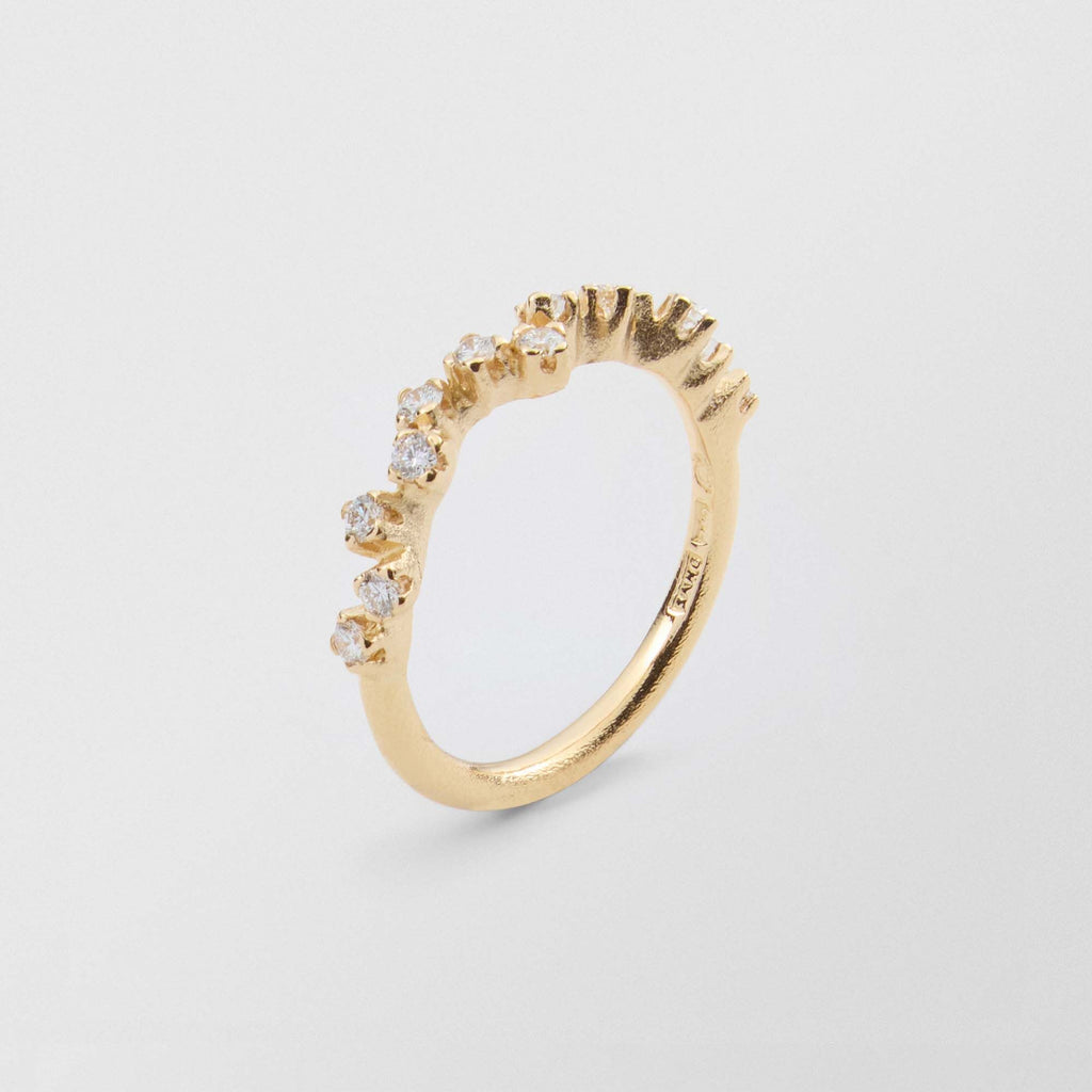 Frosty Half Eternity 18K Gold Ring w. Diamonds