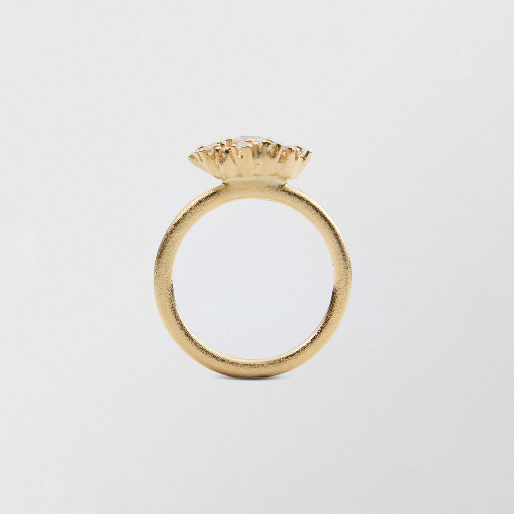 Frosty Halo 18K Gold Ring w. 12 Diamonds