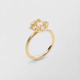 Frosty Halo 18K Gold Ring w. 12 Diamonds