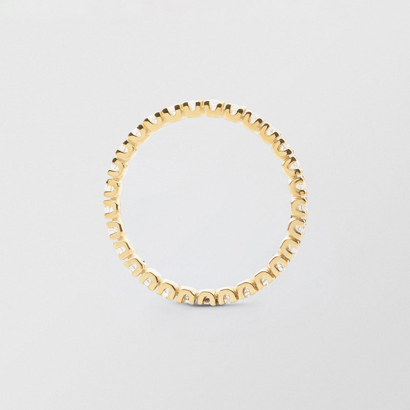 Soft Full Eternity 18K Gold Ring w. Diamonds
