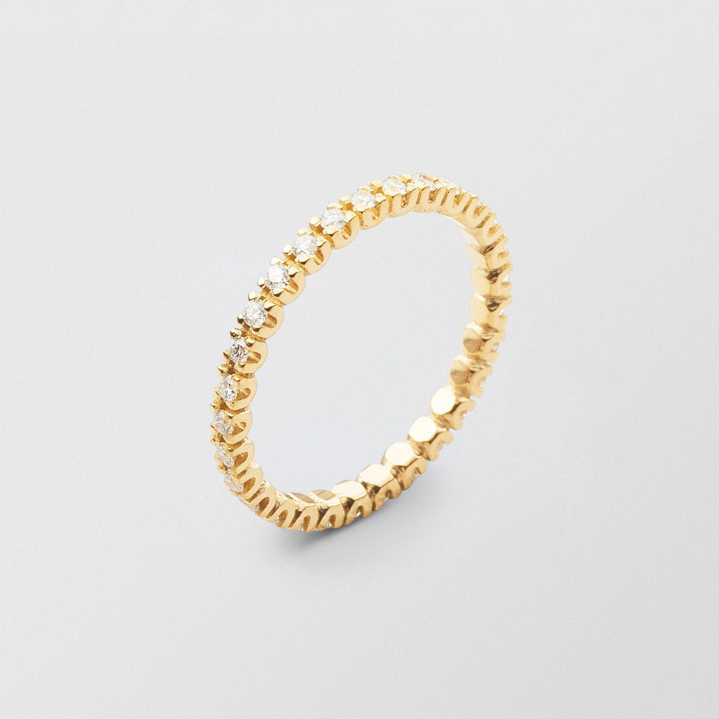 Soft Full Eternity 18K Gold Ring w. Diamonds