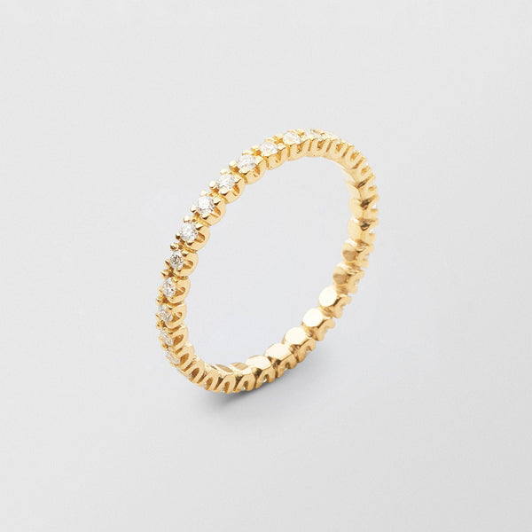 Soft Full Eternity 18K Gold Ring w. Diamonds
