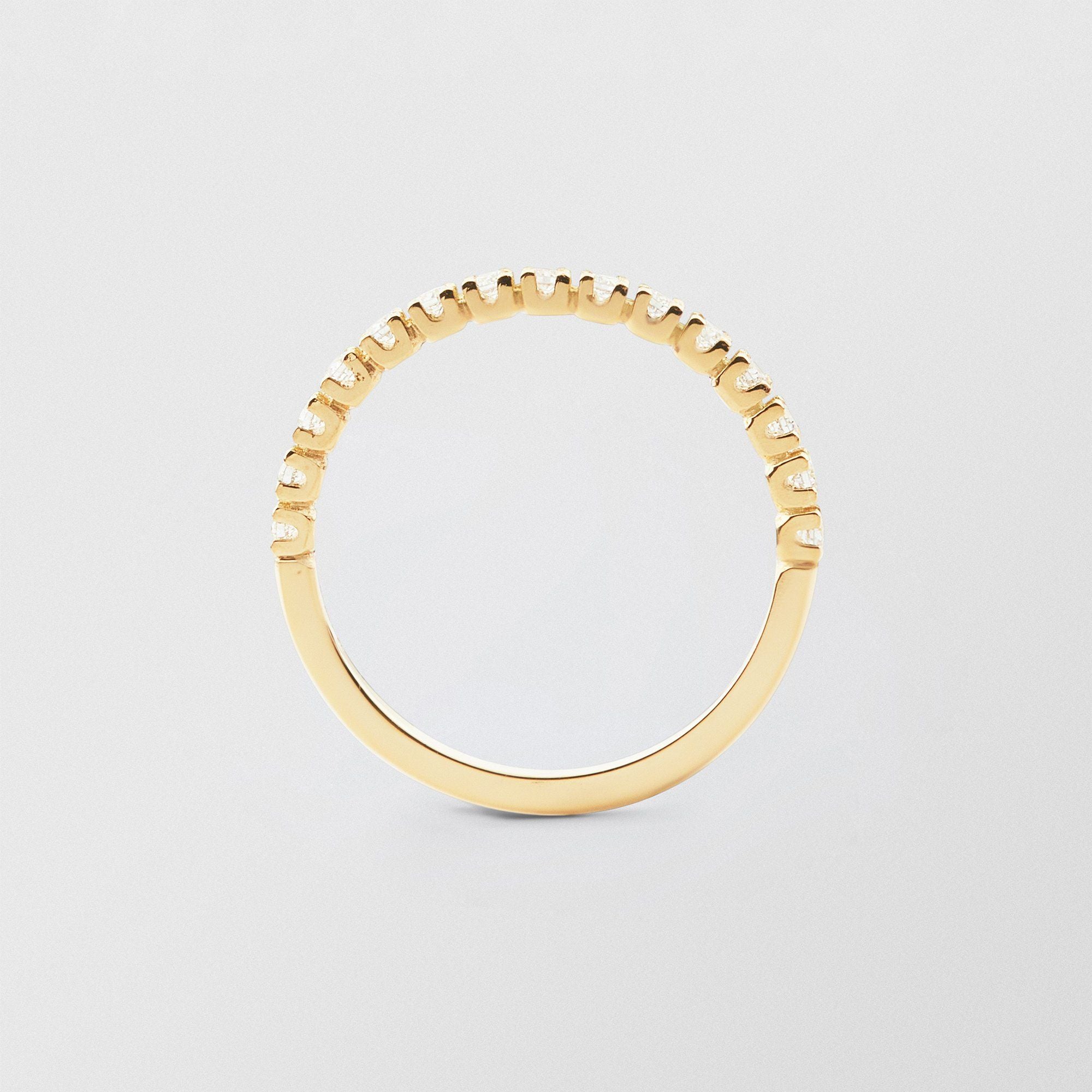 Soft Half Eternity 18K Gold Ring w. Diamonds