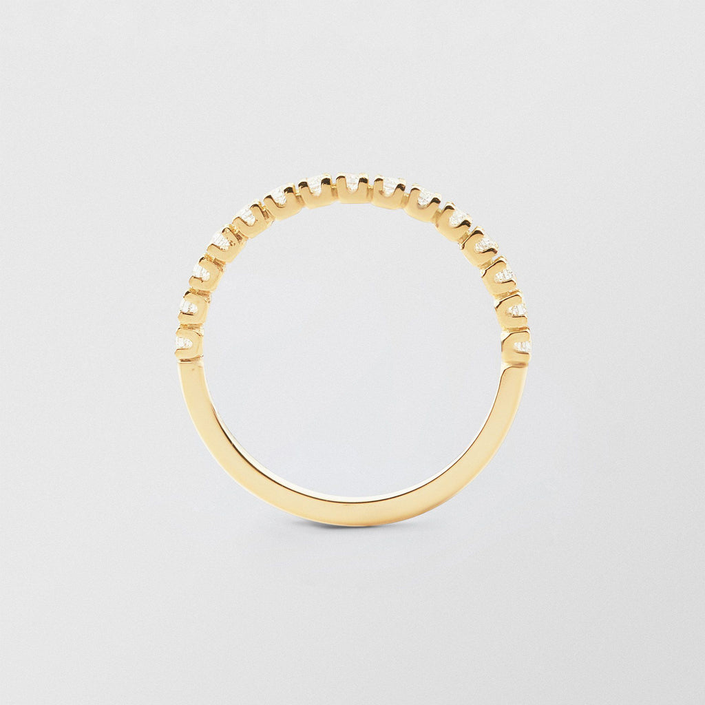 Soft Half Eternity 18K Gold Ring w. Diamonds