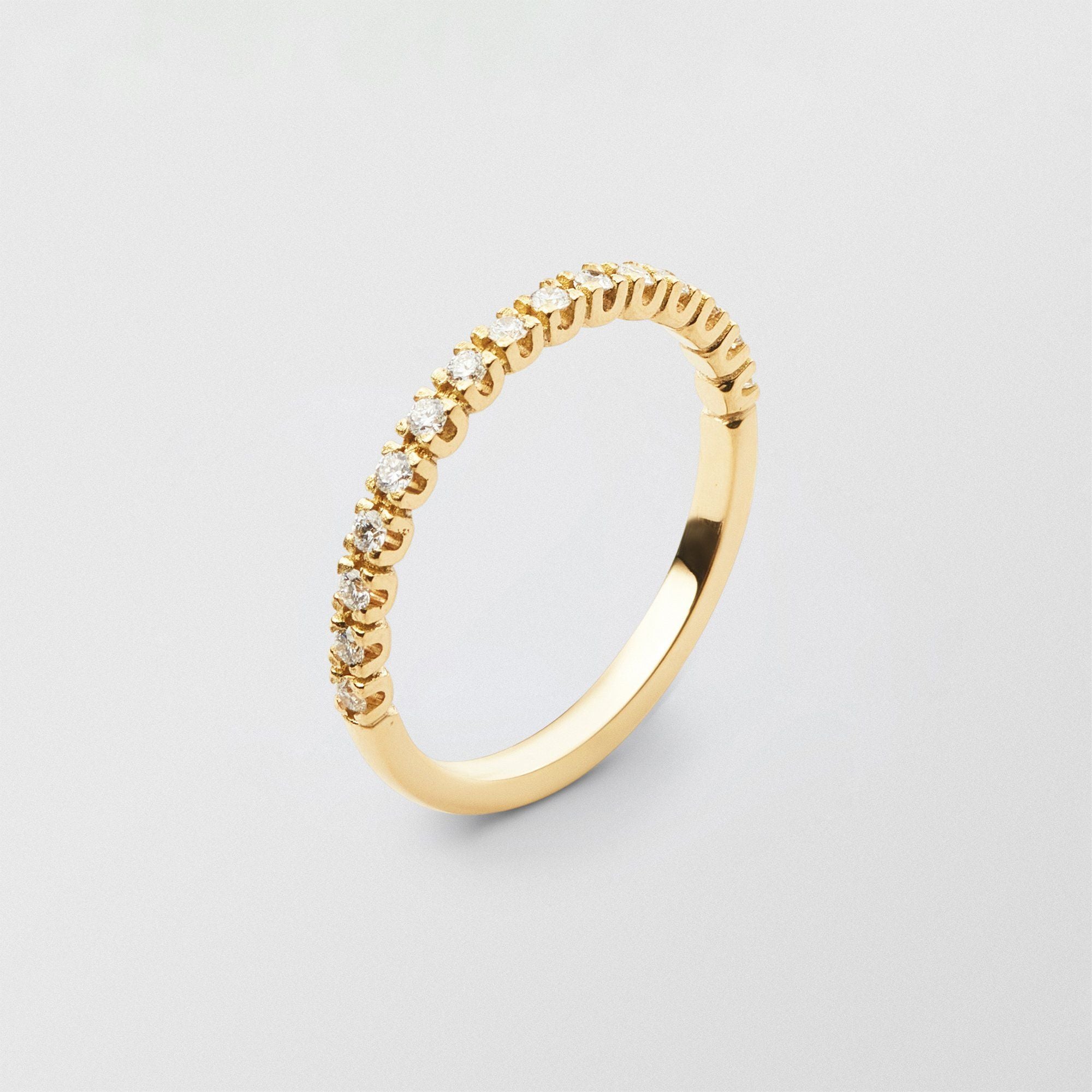 Soft Half Eternity 18K Gold Ring w. Diamonds