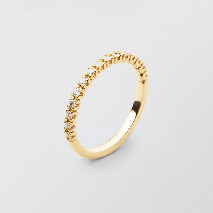 Soft Half Eternity 18K Gold Ring w. Diamonds
