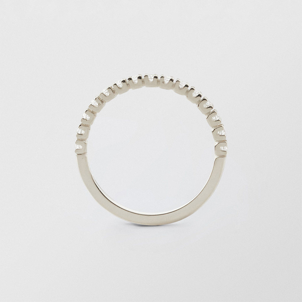 Soft Half Eternity 18K Whitegold Ring w. Diamonds