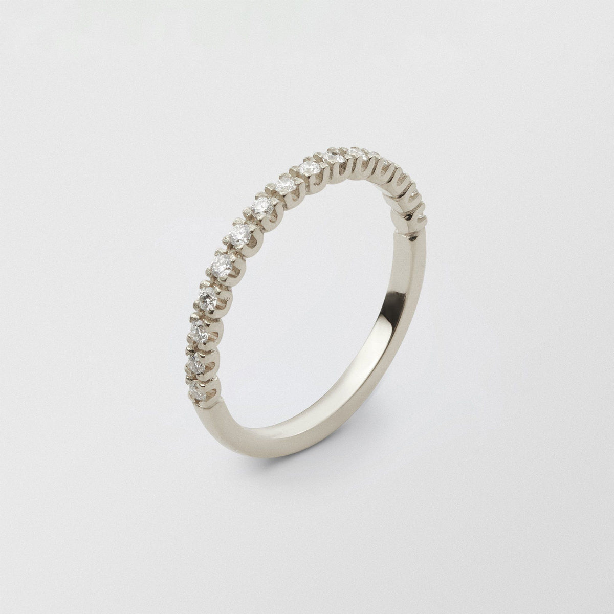 Soft Half Eternity 18K Whitegold Ring w. Diamonds