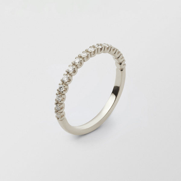 Soft Half Eternity 18K Whitegold Ring w. Diamonds