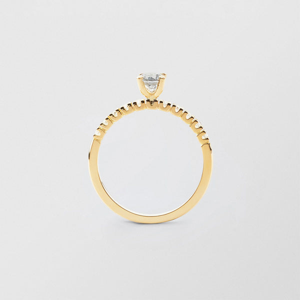 Soft Solitaire 18K Gold Ring w. 0.40 ct and 0.015ct Diamonds