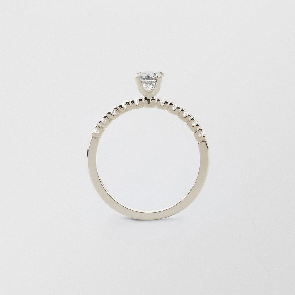 Soft Solitaire 18K Whitegold Ring w. 0.40 ct and 0.015ct Diamonds