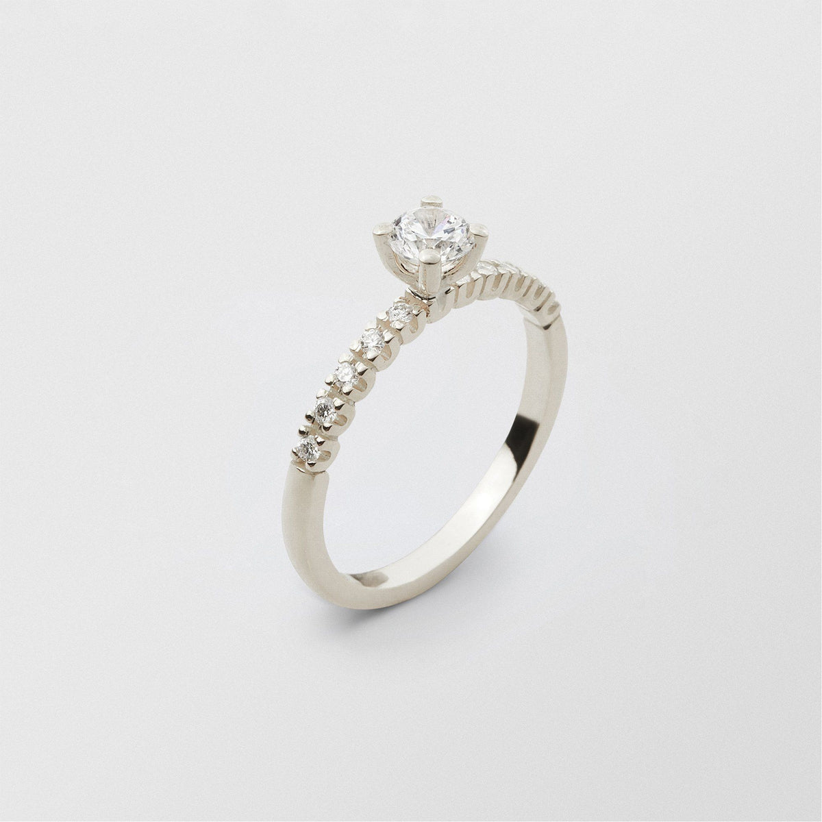 Soft Solitaire 18K Whitegold Ring w. 0.40 ct and 0.015ct Diamonds