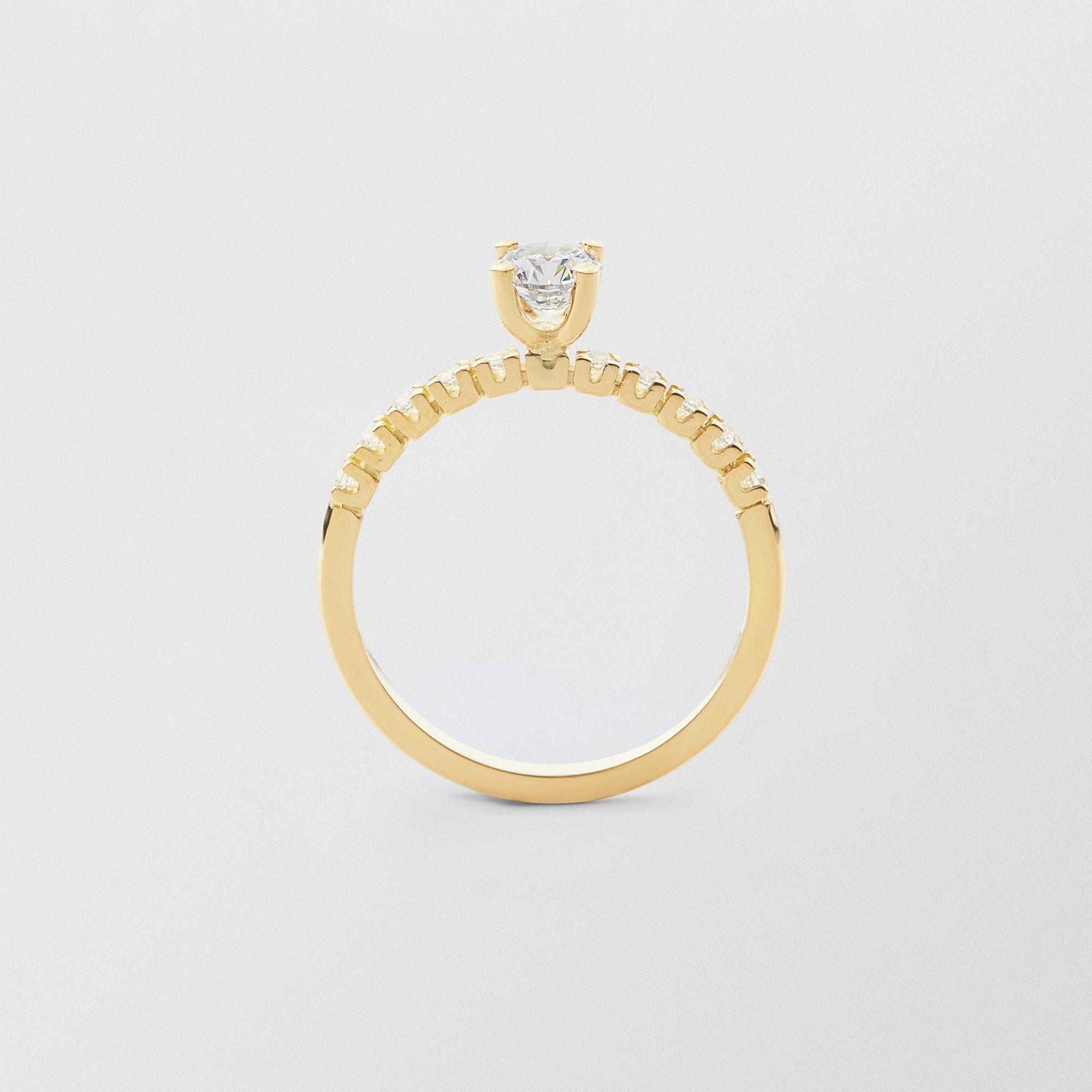 Soft Solitaire 18K Gold Ring w. 0.50 ct and 0.015ct Diamonds