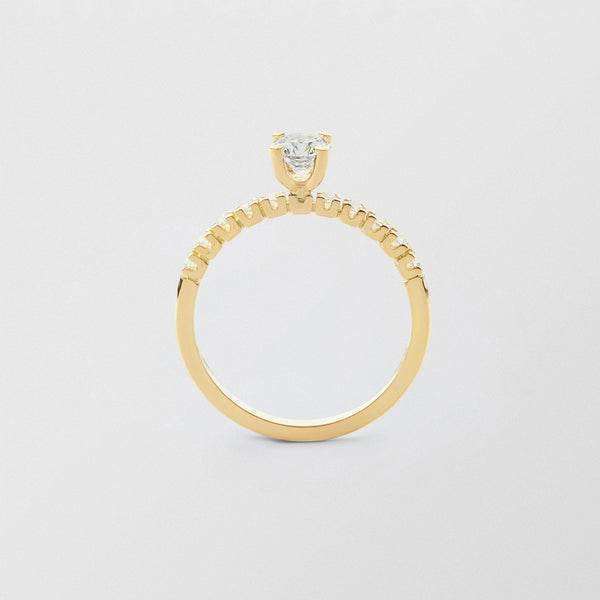 Soft Solitaire 18K Gold Ring w. 0.50 ct and 0.015ct Diamonds