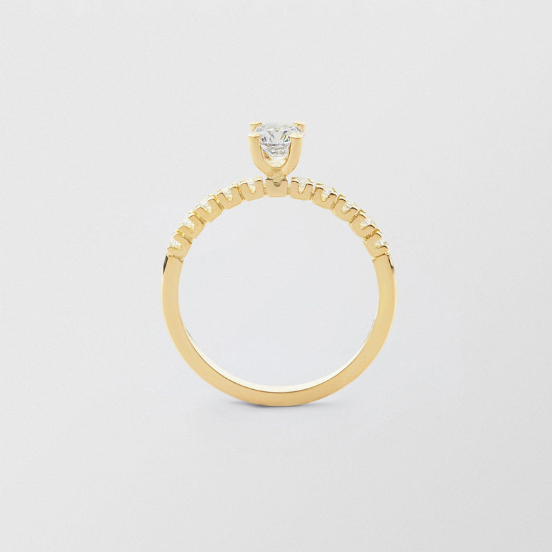 Soft Solitaire 18K Gold Ring w. 0.50 ct and 0.015ct Diamonds