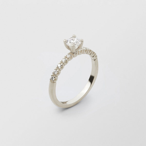 Soft Solitaire 18K Whitegold Ring w. 0.50 ct and 0.015ct Diamonds