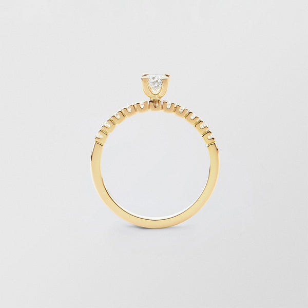 Soft Oval Solitaire 18K Gold Ring w. 0.50 ct and 0.015ct Diamonds