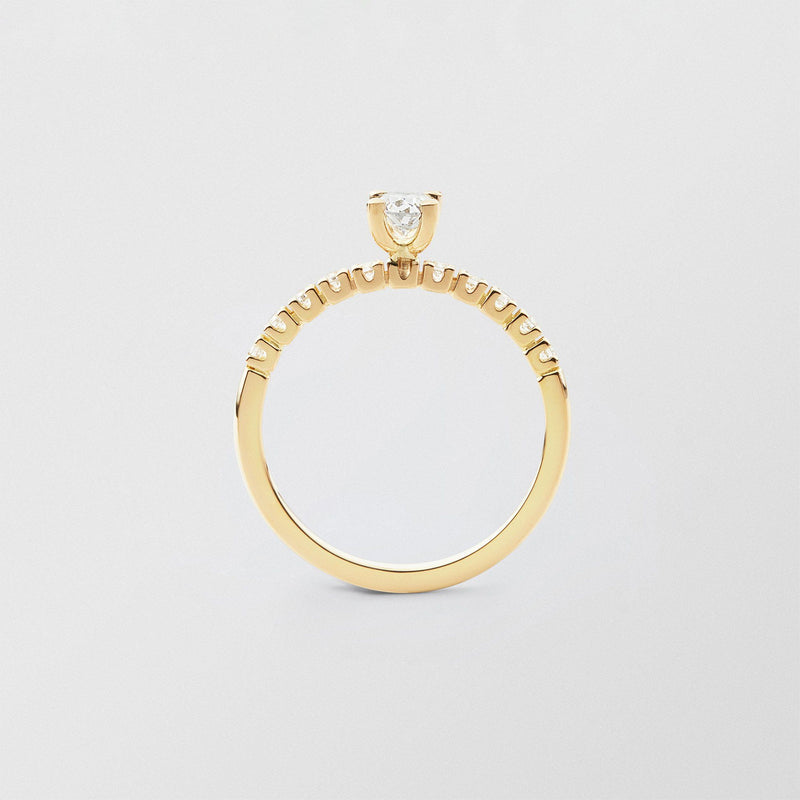 Soft Oval Solitaire 18K Gold Ring w. 0.50 ct and 0.015ct Diamonds