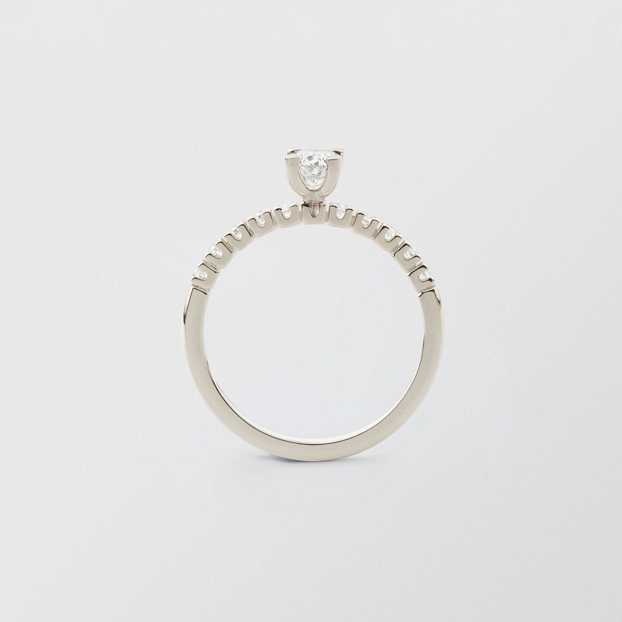 Soft Oval Solitaire 18K Whitegold Ring w.0.50 ct and 0.015ct Diamonds