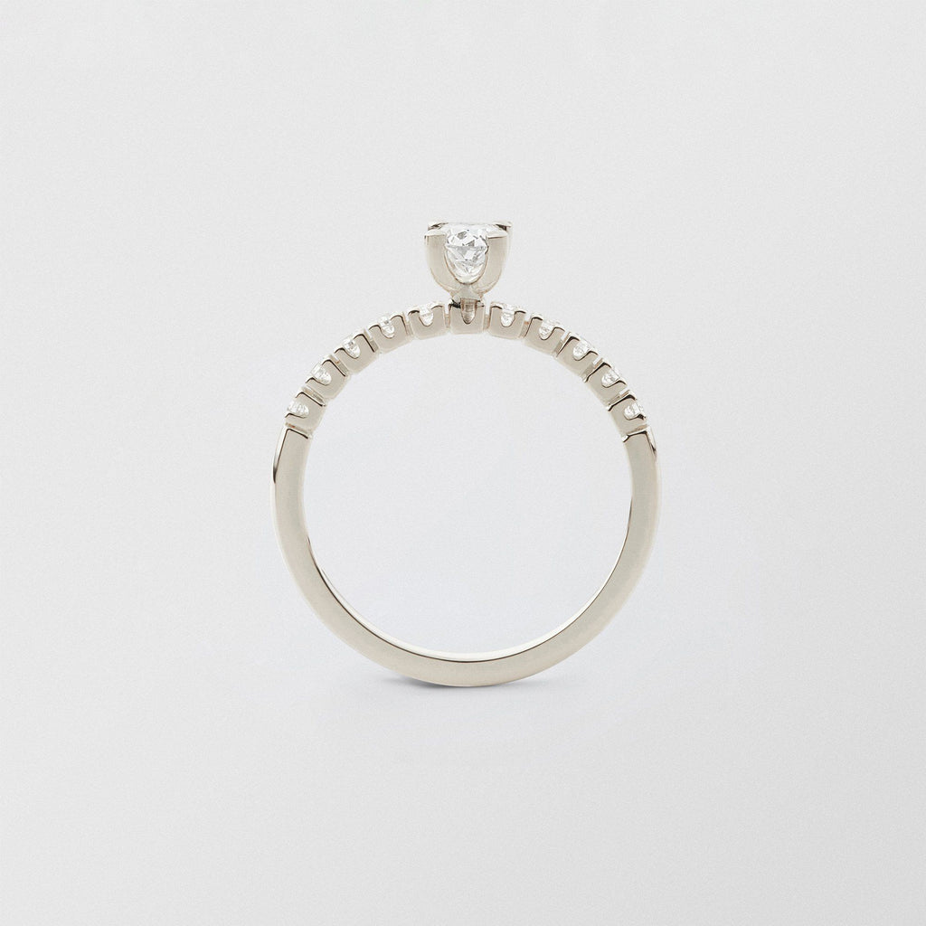 Soft Oval Solitaire 18K Whitegold Ring w.0.50 ct and 0.015ct Diamonds