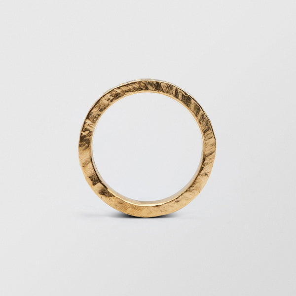Rock Low Eternity 4mm 18K Gold Ring w. Diamonds