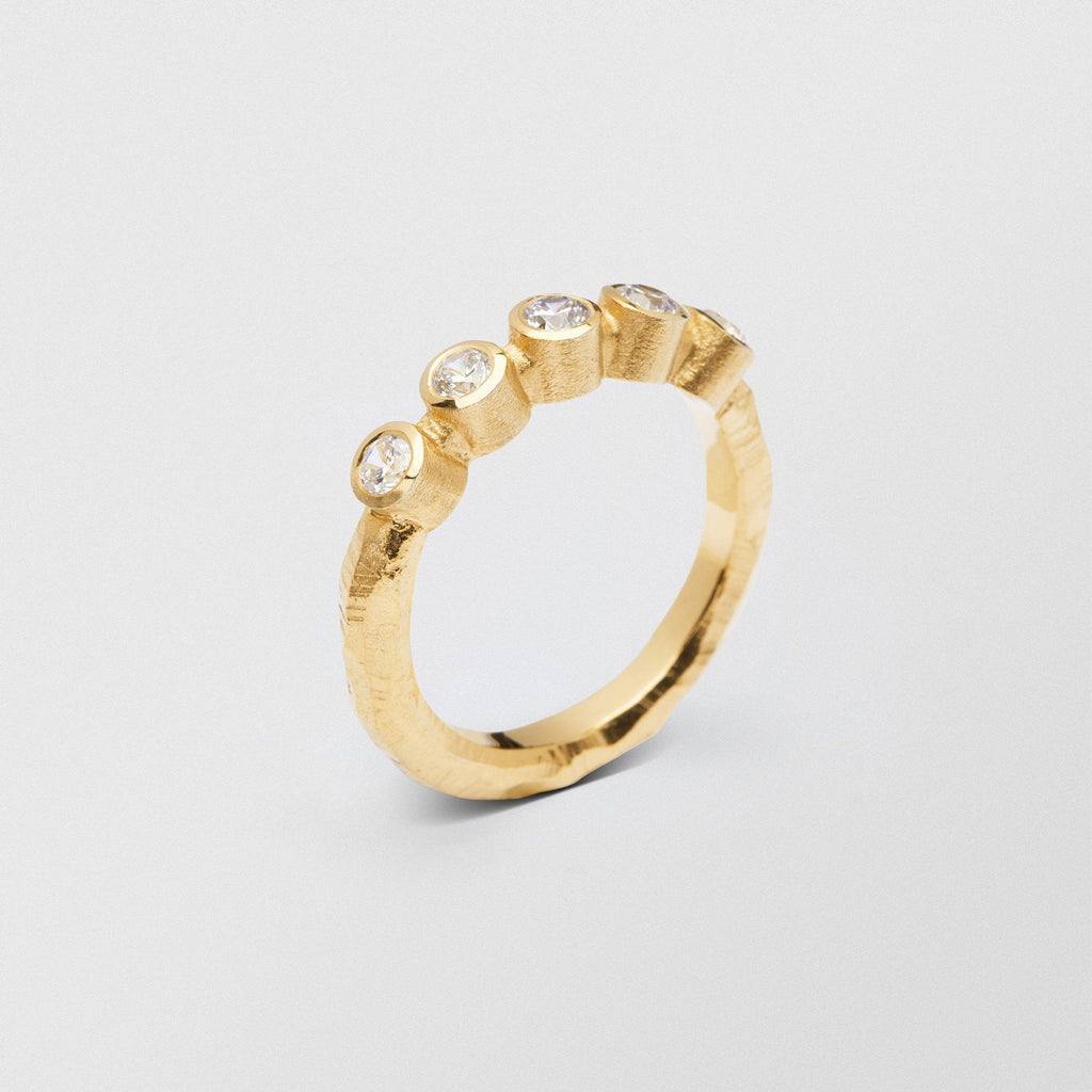 Ringo Half Eternity High 18K Gold Ring w. Diamonds